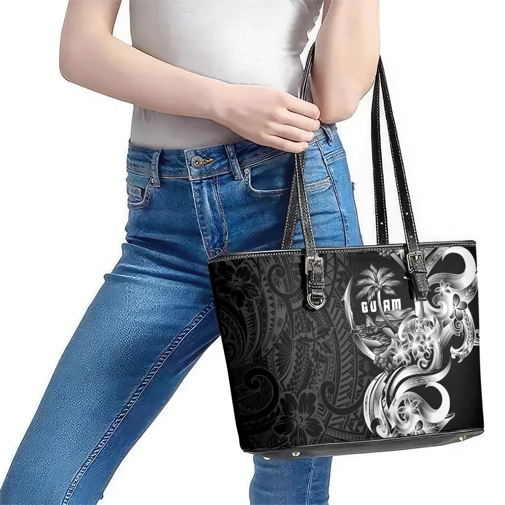 Attelong Guam Chamorro Leather Tote Bag Guahan Seal Tattoo LT14 - Polynesian Pride