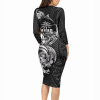 Attelong Guam Chamorro Long Sleeve Bodycon Dress Guahan Seal Tattoo LT14 - Polynesian Pride