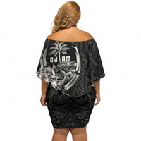 Attelong Guam Chamorro Off Shoulder Short Dress Guahan Seal Tattoo LT14 - Polynesian Pride
