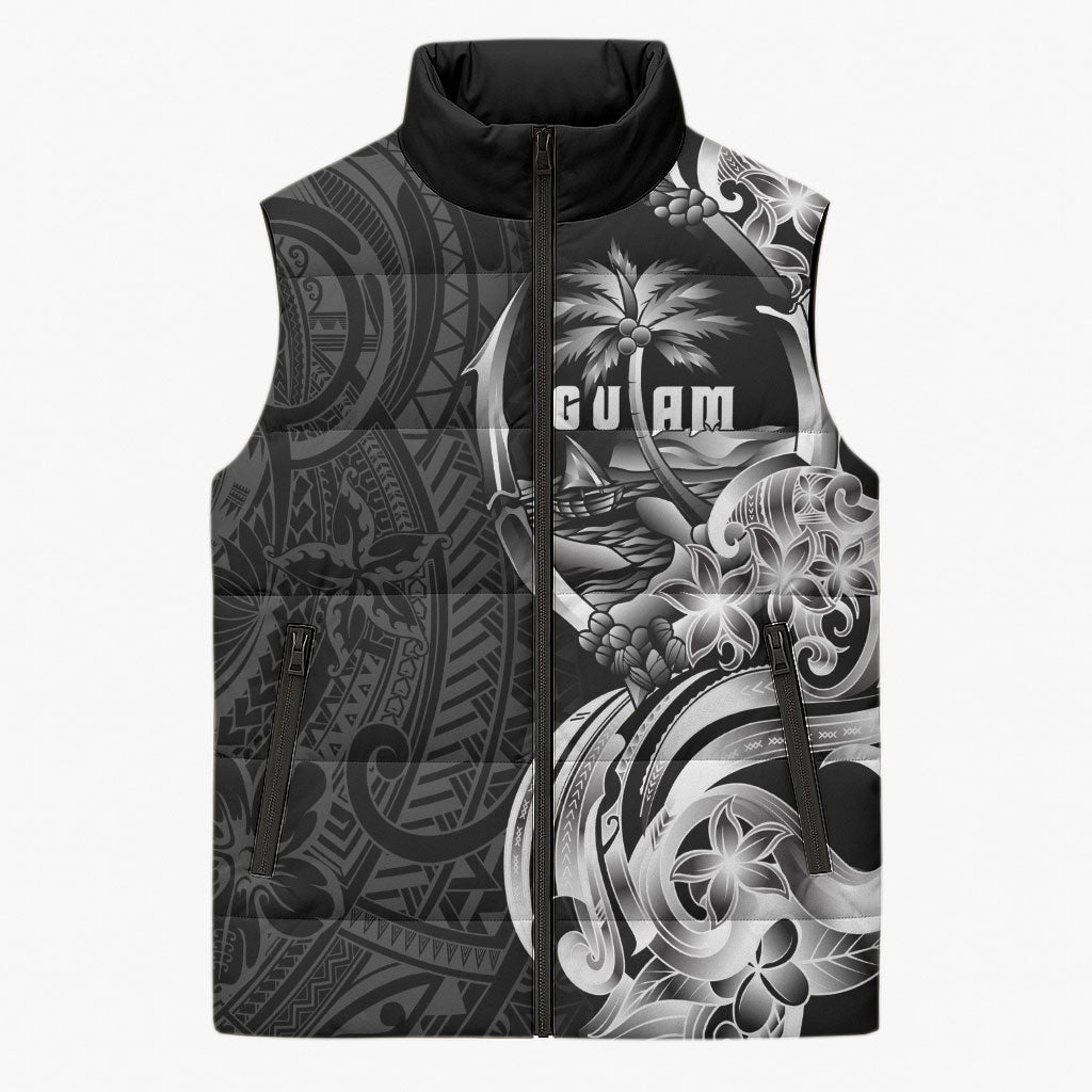 Attelong Guam Chamorro Sleeveless Puffer Jacket Guahan Seal Tattoo LT14 Unisex Black - Polynesian Pride