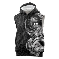Attelong Guam Chamorro Sleeveless Zip Hoodie Guahan Seal Tattoo LT14 Black - Polynesian Pride