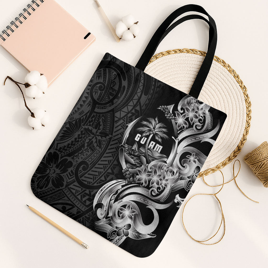 Attelong Guam Chamorro Tote Bag Guahan Seal Tattoo LT14 Black Strap One Size Black - Polynesian Pride