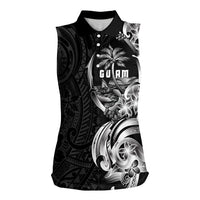 Attelong Guam Chamorro Women Sleeveless Polo Shirt Guahan Seal Tattoo LT14 Female Black - Polynesian Pride