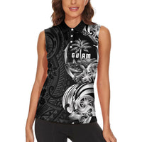 Attelong Guam Chamorro Women Sleeveless Polo Shirt Guahan Seal Tattoo LT14 - Polynesian Pride