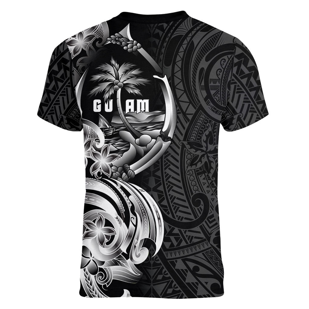 Attelong Guam Chamorro Women V-Neck T-Shirt Guahan Seal Tattoo LT14 - Polynesian Pride