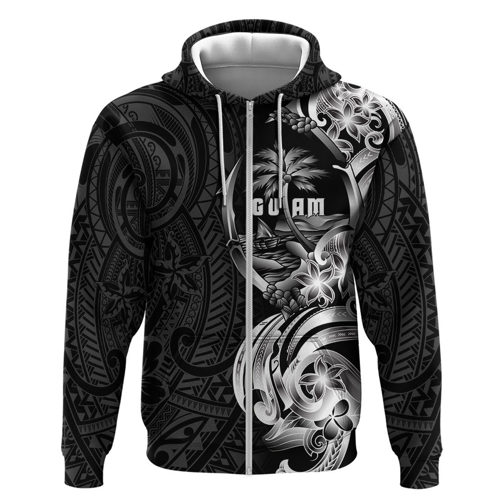 Attelong Guam Chamorro Zip Hoodie Guahan Seal Tattoo LT14 Zip Hoodie Black - Polynesian Pride