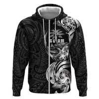 Attelong Guam Chamorro Zip Hoodie Guahan Seal Tattoo LT14 Zip Hoodie Black - Polynesian Pride