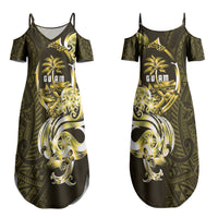 Amariyu Guam Chamorro Couples Matching Summer Maxi Dress and Hawaiian Shirt Guahan Seal Tattoo LT14 - Polynesian Pride
