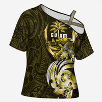 Amariyu Guam Chamorro Cross Shoulder Shirt Guahan Seal Tattoo LT14 Female Yellow - Polynesian Pride