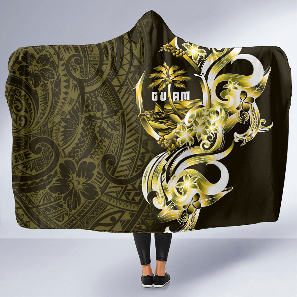 Amariyu Guam Chamorro Hooded Blanket Guahan Seal Tattoo LT14 One Size Yellow - Polynesian Pride