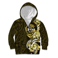 Amariyu Guam Chamorro Kid Hoodie Guahan Seal Tattoo LT14 Zip Hoodie Yellow - Polynesian Pride