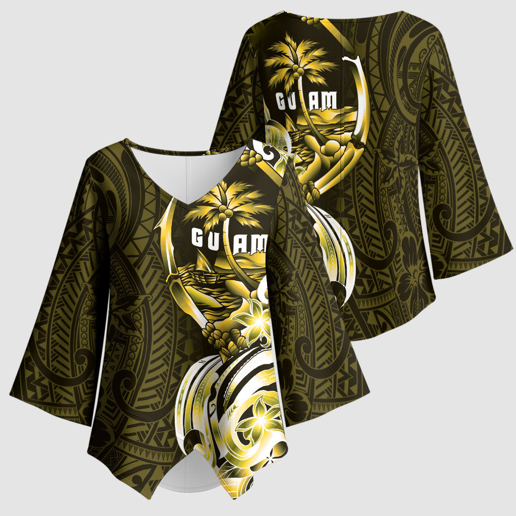 Amariyu Guam Chamorro Kimono Sleeve Blouse Guahan Seal Tattoo LT14 - Polynesian Pride