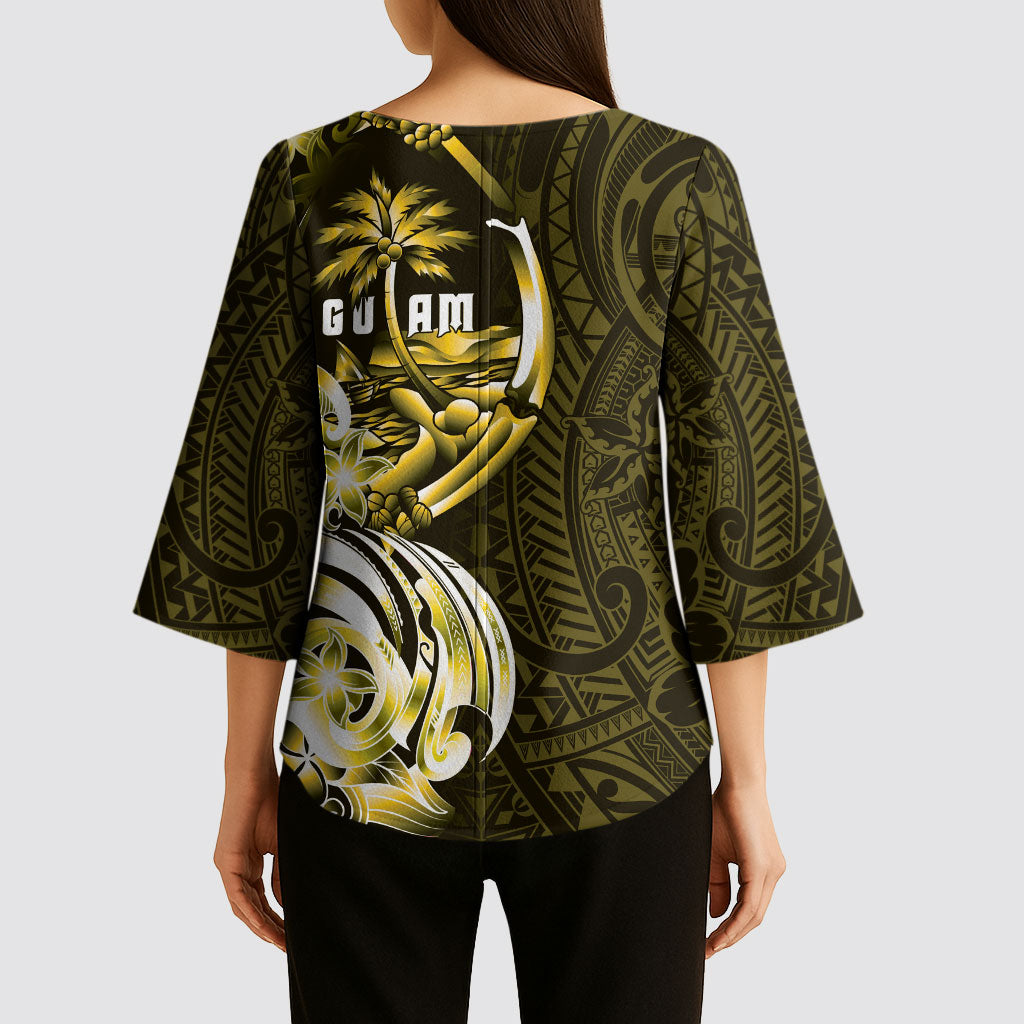 Amariyu Guam Chamorro Kimono Sleeve Blouse Guahan Seal Tattoo LT14 - Polynesian Pride