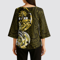 Amariyu Guam Chamorro Kimono Sleeve Blouse Guahan Seal Tattoo LT14 - Polynesian Pride