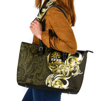 Amariyu Guam Chamorro Leather Tote Bag Guahan Seal Tattoo LT14 Yellow - Polynesian Pride