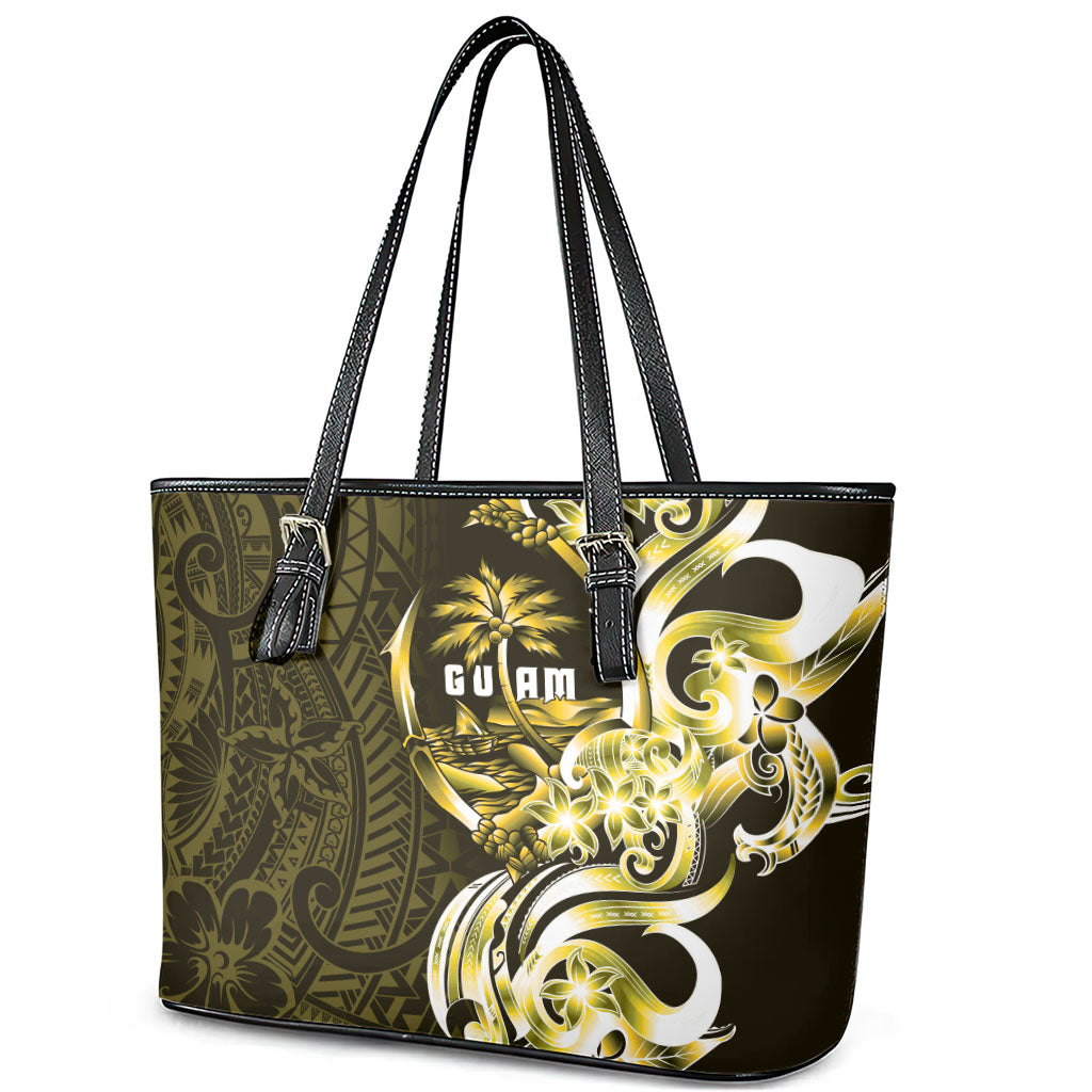 Amariyu Guam Chamorro Leather Tote Bag Guahan Seal Tattoo LT14 - Polynesian Pride