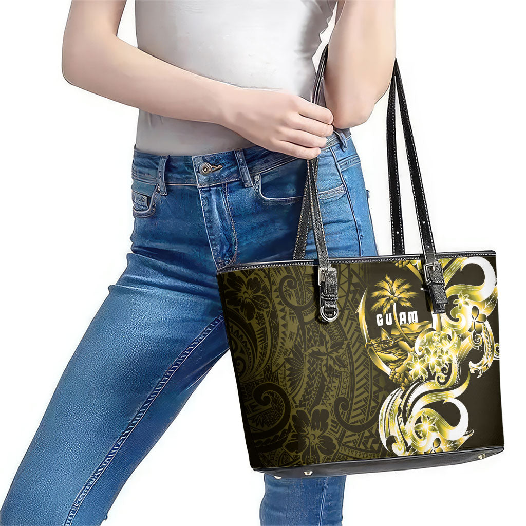 Amariyu Guam Chamorro Leather Tote Bag Guahan Seal Tattoo LT14 - Polynesian Pride