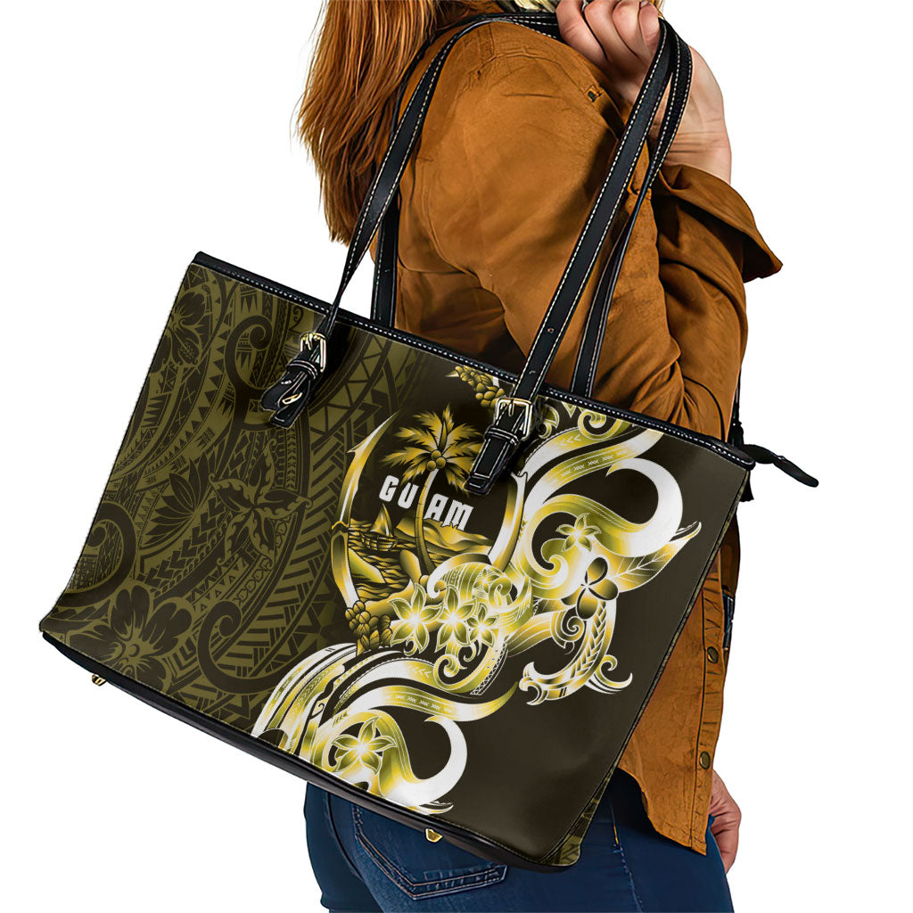 Amariyu Guam Chamorro Leather Tote Bag Guahan Seal Tattoo LT14 - Polynesian Pride