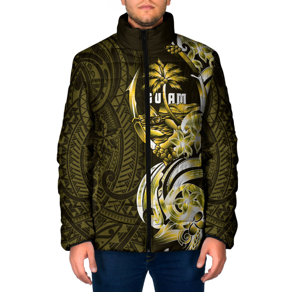 Amariyu Guam Chamorro Padded Jacket Guahan Seal Tattoo LT14 Men Yellow - Polynesian Pride
