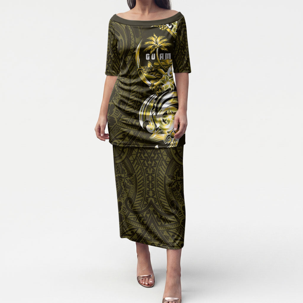 Amariyu Guam Chamorro Puletasi Guahan Seal Tattoo LT14 Long Dress Yellow - Polynesian Pride