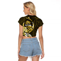 Amariyu Guam Chamorro Raglan Cropped T Shirt Guahan Seal Tattoo LT14 - Polynesian Pride