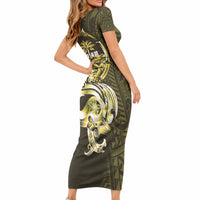 Amariyu Guam Chamorro Short Sleeve Bodycon Dress Guahan Seal Tattoo LT14 - Polynesian Pride
