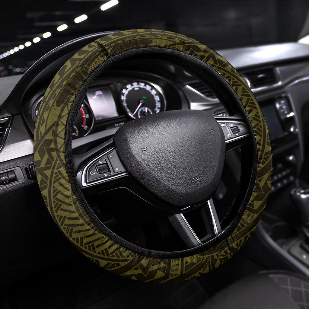 Amariyu Guam Chamorro Steering Wheel Cover Guahan Seal Tattoo LT14 Universal Fit Yellow - Polynesian Pride