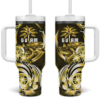 Amariyu Guam Chamorro Tumbler With Handle Guahan Seal Tattoo LT14 One Size: 40 oz Yellow - Polynesian Pride