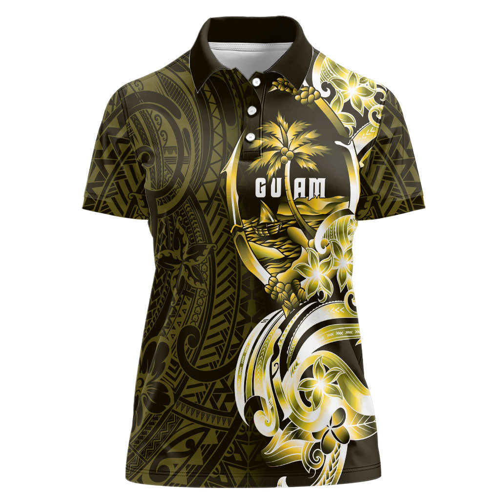 Amariyu Guam Chamorro Women Polo Shirt Guahan Seal Tattoo LT14 Female Yellow - Polynesian Pride