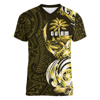 Amariyu Guam Chamorro Women V-Neck T-Shirt Guahan Seal Tattoo LT14 Female Yellow - Polynesian Pride