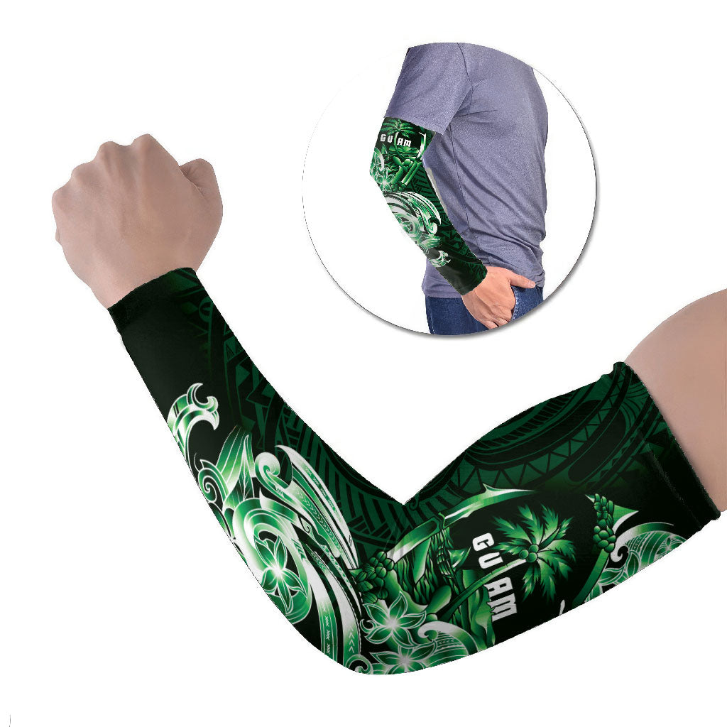 Betde Guam Chamorro Arm Sleeves Guahan Seal Tattoo LT14 Set of 2 Green - Polynesian Pride