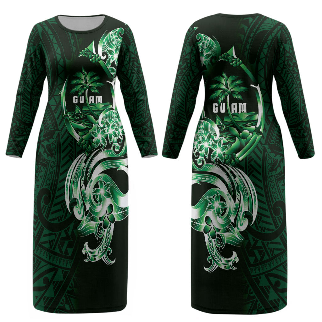 Betde Guam Chamorro Couples Matching Long Sleeve Bodycon Dress and Long Sleeve Button Shirt Guahan Seal Tattoo LT14 - Polynesian Pride