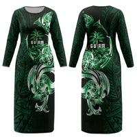 Betde Guam Chamorro Couples Matching Long Sleeve Bodycon Dress and Long Sleeve Button Shirt Guahan Seal Tattoo LT14 - Polynesian Pride