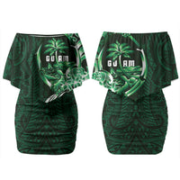 Betde Guam Chamorro Couples Matching Off Shoulder Short Dress and Hawaiian Shirt Guahan Seal Tattoo LT14 - Polynesian Pride