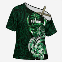 Betde Guam Chamorro Cross Shoulder Shirt Guahan Seal Tattoo LT14 Female Green - Polynesian Pride