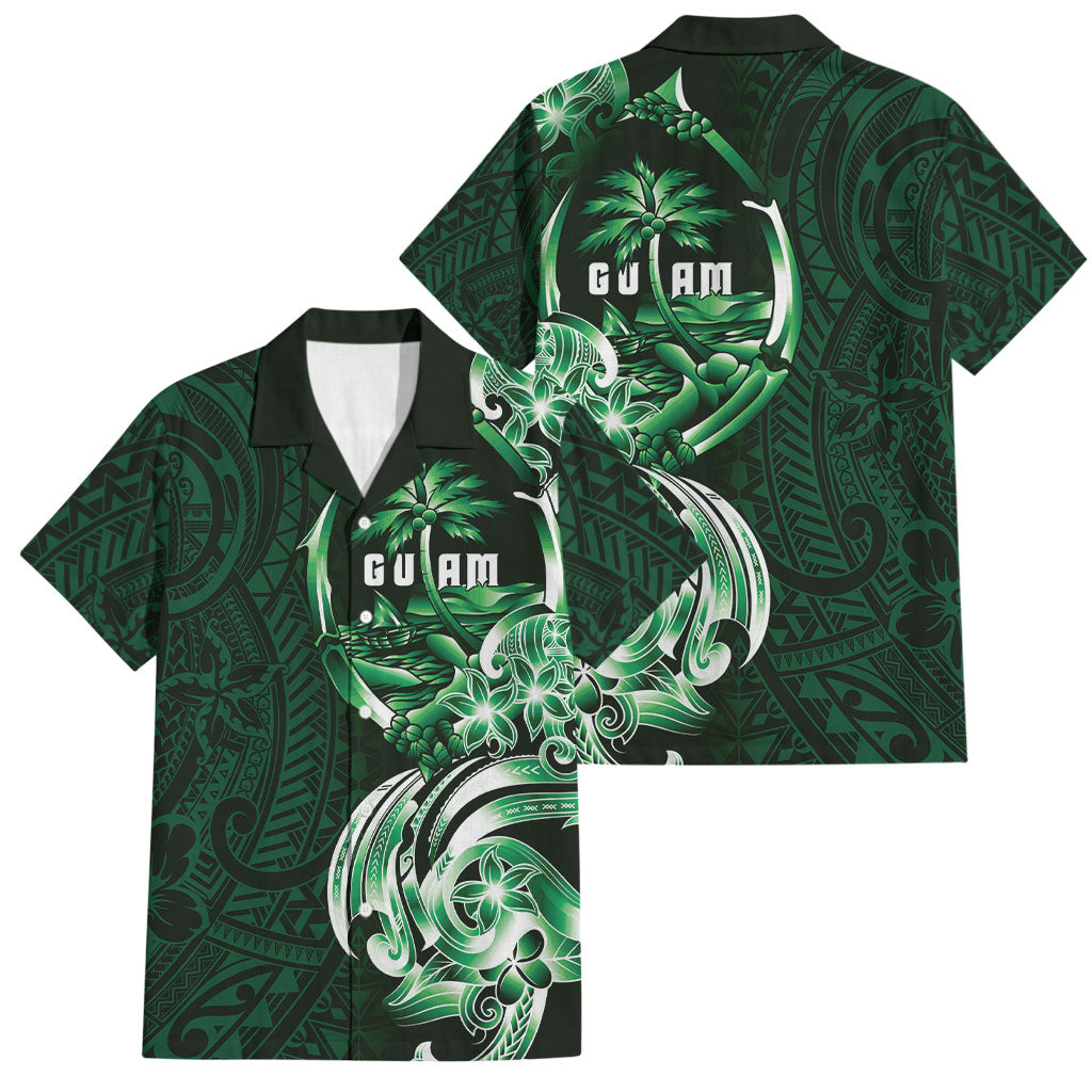 Betde Guam Chamorro Family Matching Long Sleeve Bodycon Dress and Hawaiian Shirt Guahan Seal Tattoo LT14 Dad's Shirt - Short Sleeve Green - Polynesian Pride