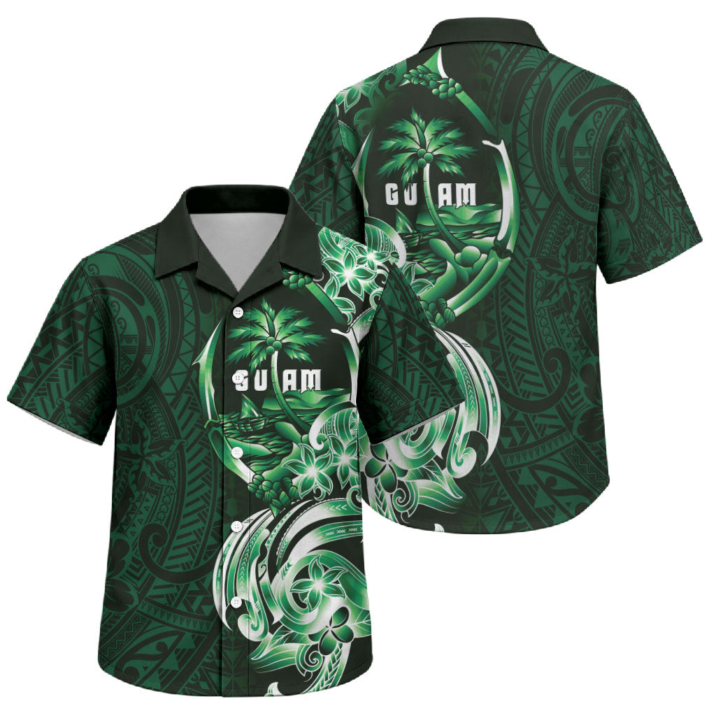 Betde Guam Chamorro Family Matching Summer Maxi Dress and Hawaiian Shirt Guahan Seal Tattoo LT14 Son's Shirt Green - Polynesian Pride