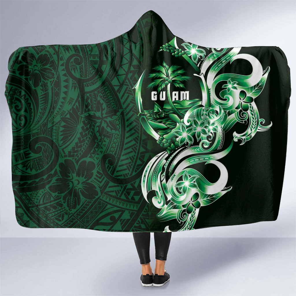 Betde Guam Chamorro Hooded Blanket Guahan Seal Tattoo LT14 One Size Green - Polynesian Pride