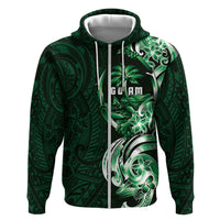 Betde Guam Chamorro Hoodie Guahan Seal Tattoo LT14 Zip Hoodie Green - Polynesian Pride