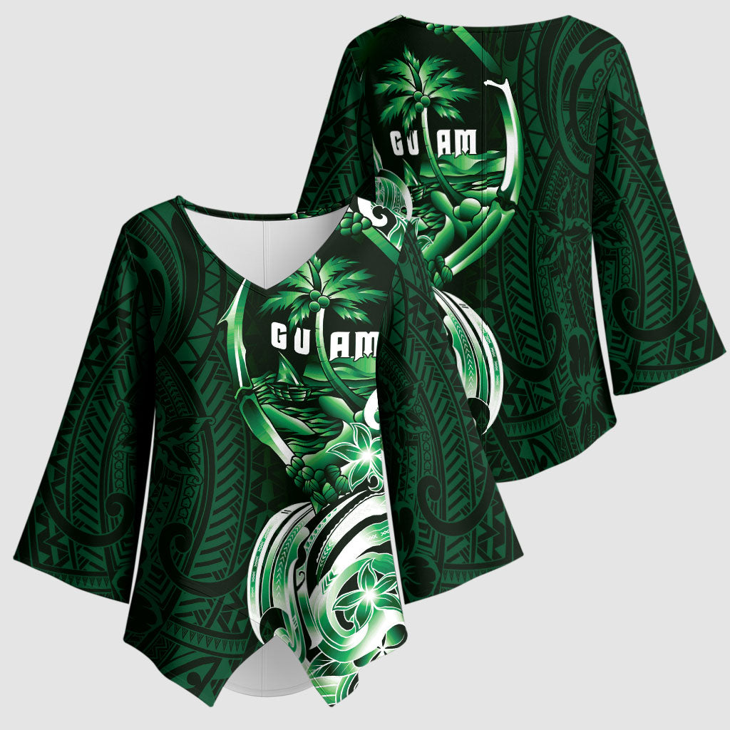 Betde Guam Chamorro Kimono Sleeve Blouse Guahan Seal Tattoo LT14 - Polynesian Pride