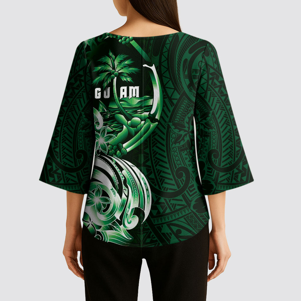 Betde Guam Chamorro Kimono Sleeve Blouse Guahan Seal Tattoo LT14 - Polynesian Pride