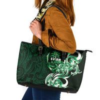 Betde Guam Chamorro Leather Tote Bag Guahan Seal Tattoo LT14 Green - Polynesian Pride