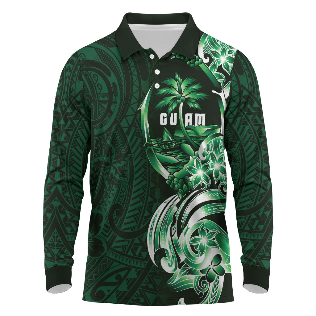 Betde Guam Chamorro Long Sleeve Polo Shirt Guahan Seal Tattoo LT14 Green - Polynesian Pride