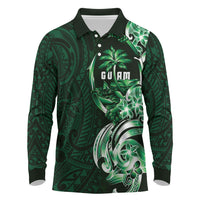 Betde Guam Chamorro Long Sleeve Polo Shirt Guahan Seal Tattoo LT14 Green - Polynesian Pride