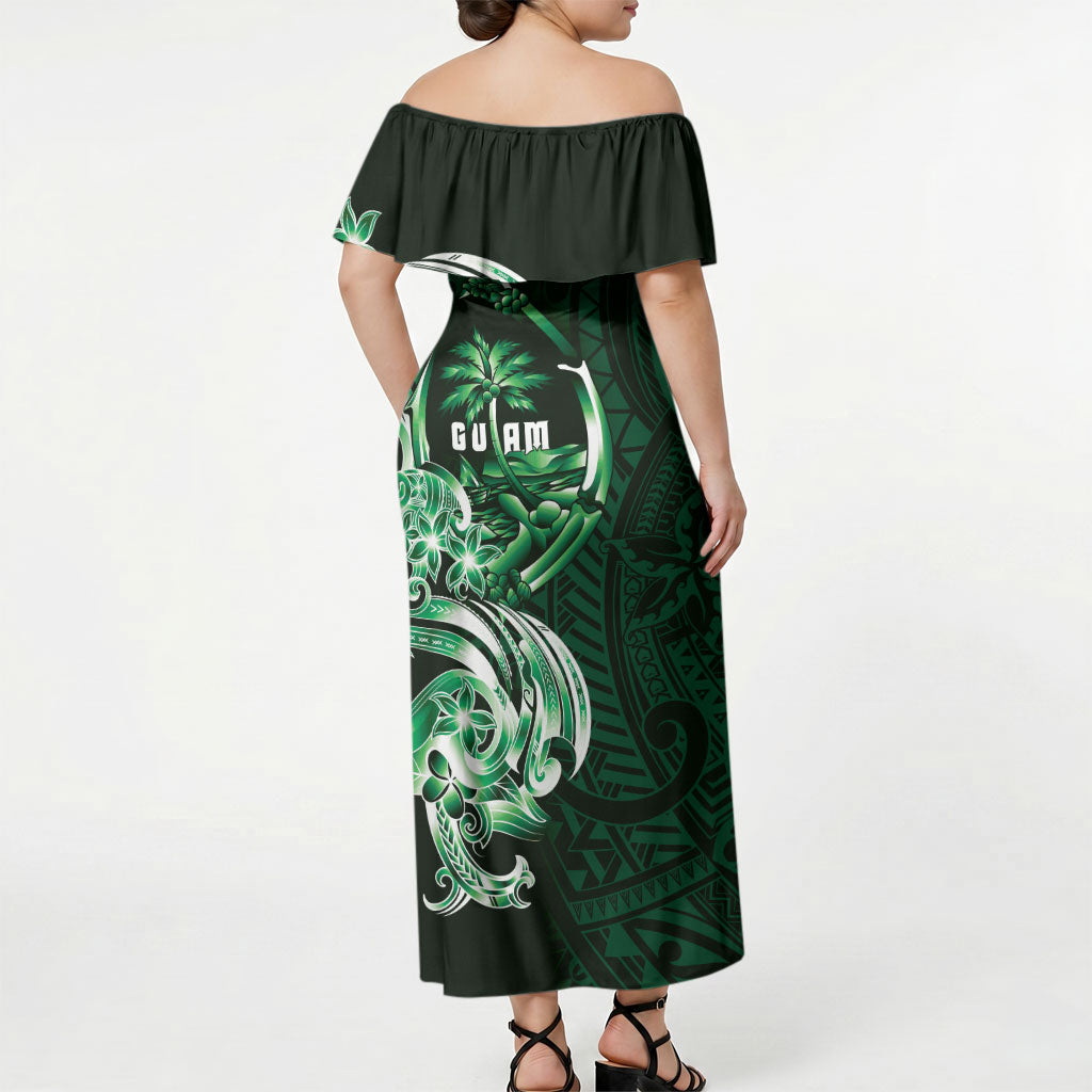 Betde Guam Chamorro Off Shoulder Maxi Dress Guahan Seal Tattoo LT14 - Polynesian Pride