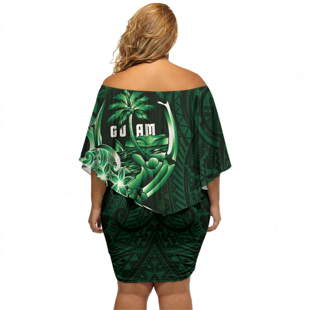 Betde Guam Chamorro Off Shoulder Short Dress Guahan Seal Tattoo LT14 - Polynesian Pride