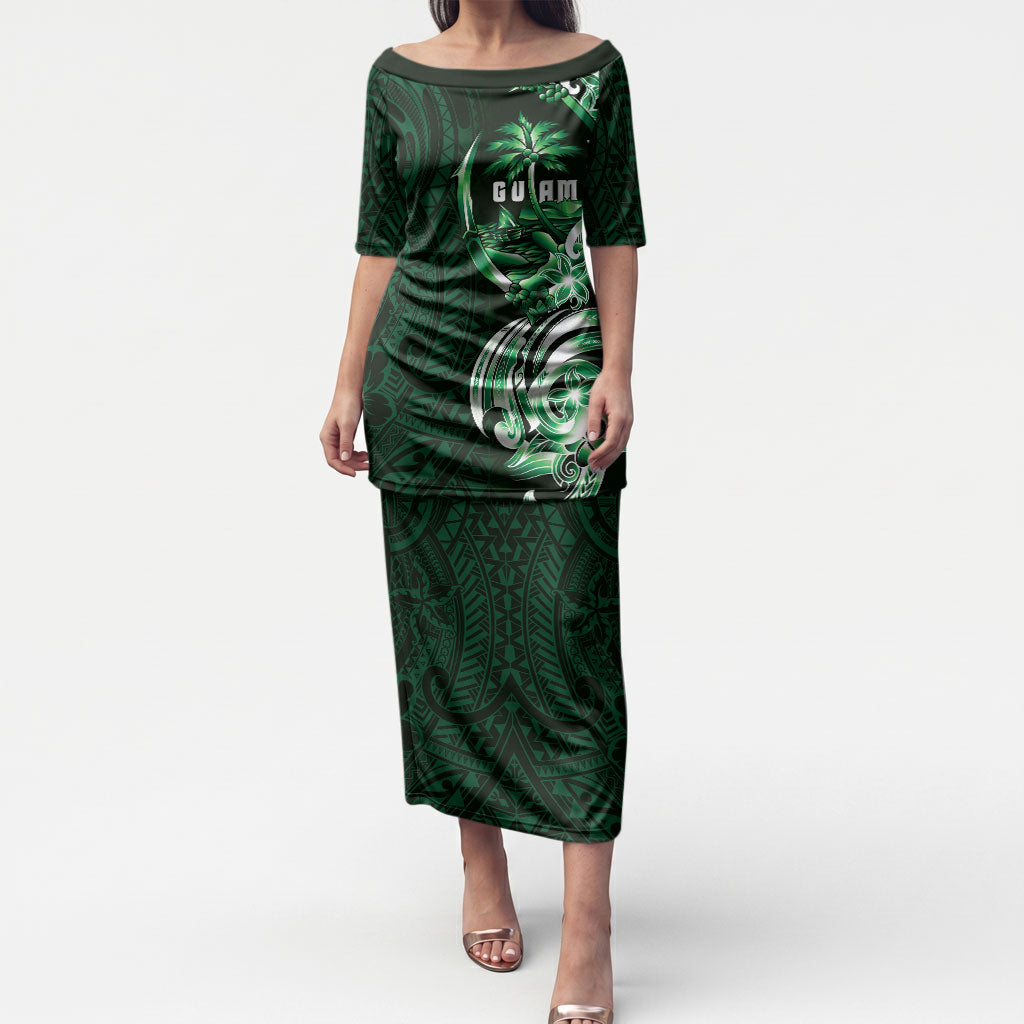Betde Guam Chamorro Puletasi Guahan Seal Tattoo LT14 Long Dress Green - Polynesian Pride