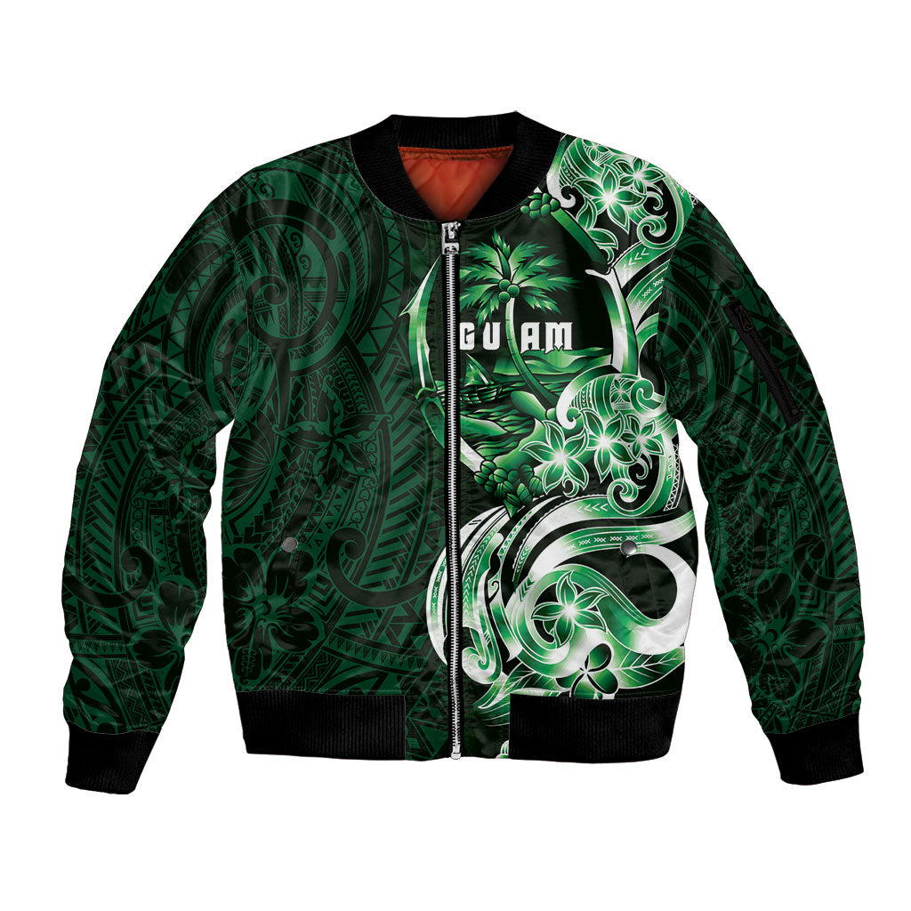Betde Guam Chamorro Sleeve Zip Bomber Jacket Guahan Seal Tattoo LT14 Unisex Green - Polynesian Pride