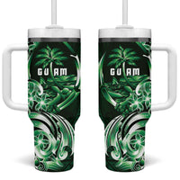 Betde Guam Chamorro Tumbler With Handle Guahan Seal Tattoo LT14 One Size: 40 oz Green - Polynesian Pride