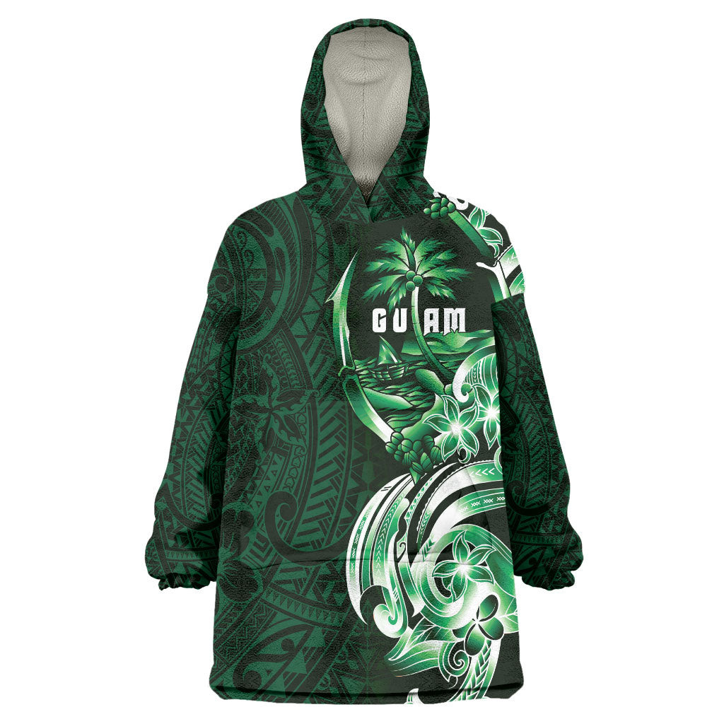 Betde Guam Chamorro Wearable Blanket Hoodie Guahan Seal Tattoo LT14 One Size Green - Polynesian Pride